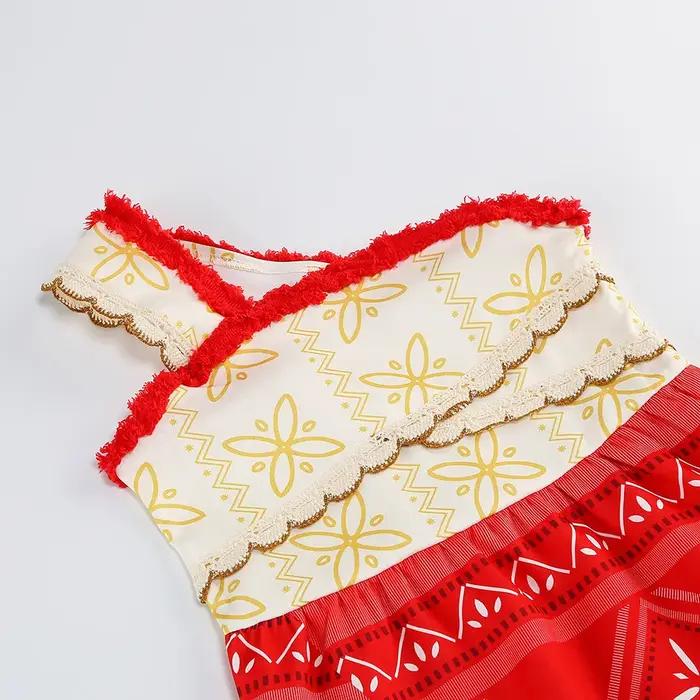 Moana – ensemble de vêtements sans manches pour filles, asymétrique épaule dénudée, princesse mignon