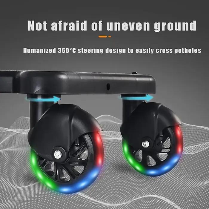 Adaptateur de pédale pour poussette avec siège et dossier amovibles 360° ° Roues rotatives, pédale