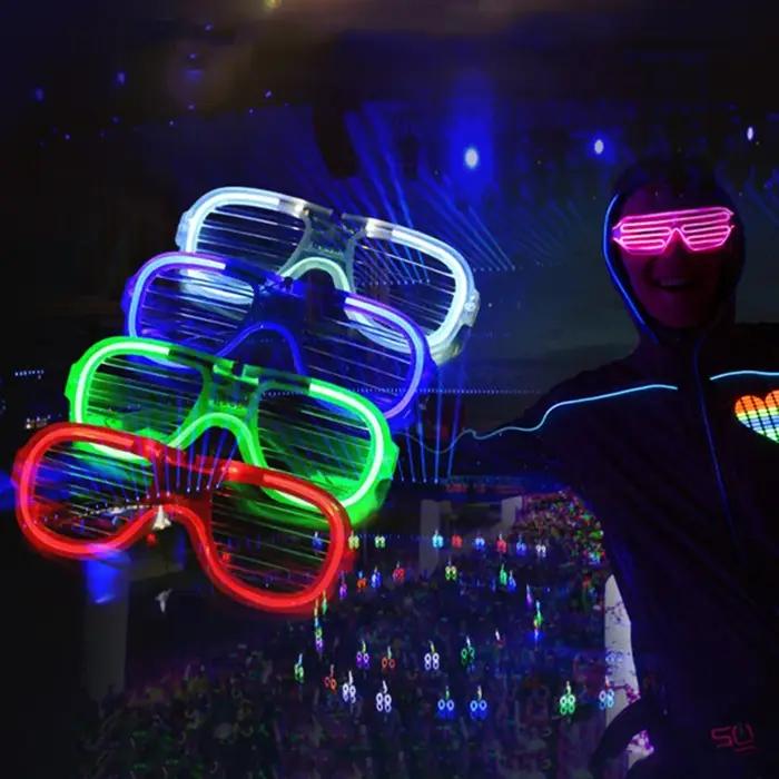 Lunettes de soleil néon phosphorescentes pour fête d'anniversaire et de mariage, lumière LED, faveur