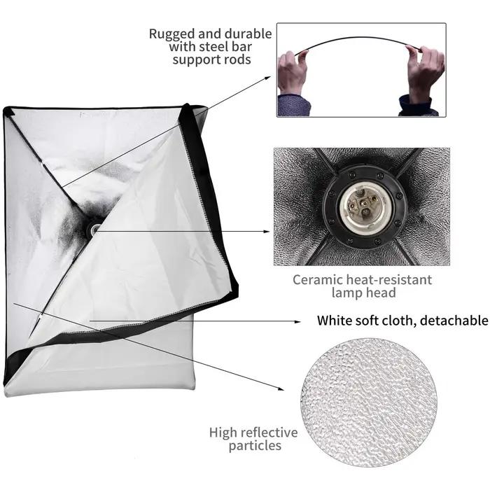 Équipement photographique Photo Studio photographie boîte souple Kit avec Triopode vidéo 50x70 cm bo