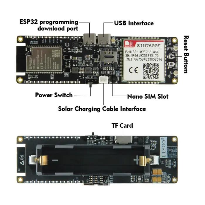 LILYGO® TTGO T-SIM7600 Carte de développement 4G TTGO T-SIM7600 ESP32 LTE Cat4/1, Module SIM7600E, S