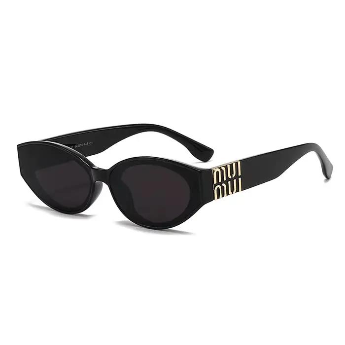 Lunettes de soleil Glamour de luxe pour femmes et hommes, ovales, minimalistes, marque de mode, unis