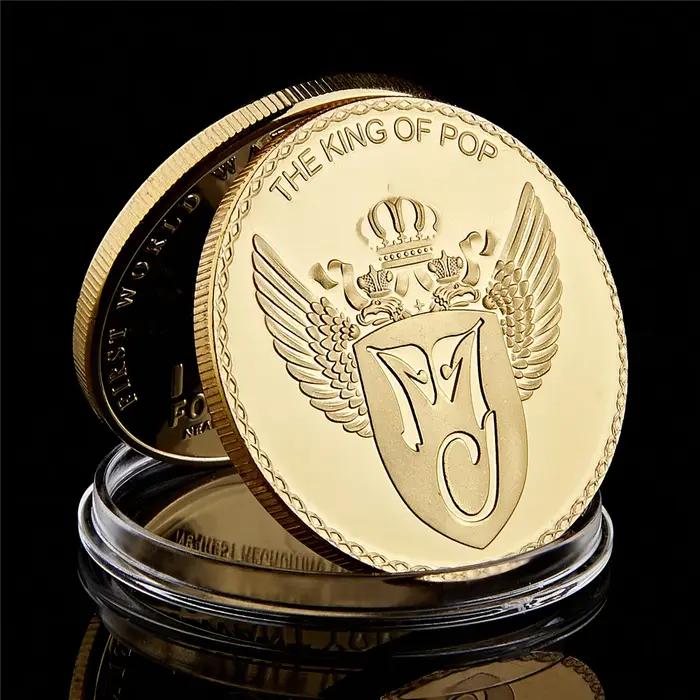 Michael Jackson le roi du Pop pièce commémorative plaquée or cadeau d'anniversaire pièces de collect