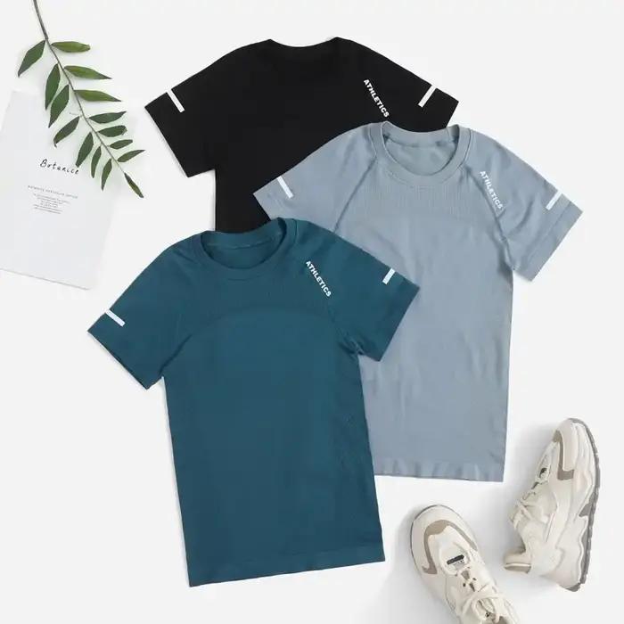 T-shirt de yoga sans couture pour femme, haut de fitness 2 pièces, chemises d'entraînement athlétiqu