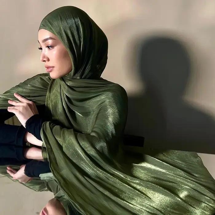 Hijabs en mousseline de soie de qualité supérieure pour femmes, voile turban doux et long, écharpes