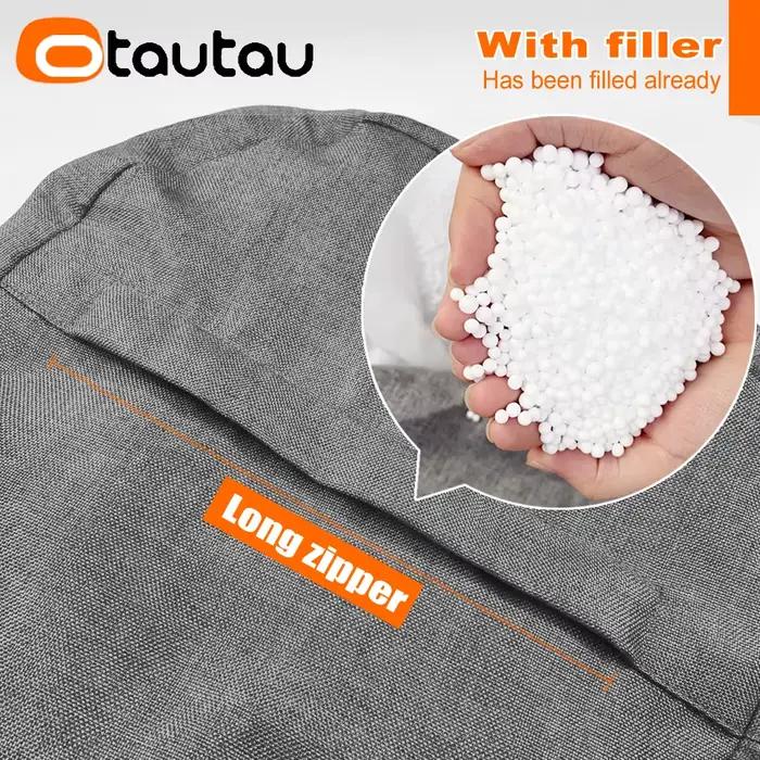OTAUTAU tabouret rond D30cm * H20cm pouf en lin pouf avec remplissage pouf Pouf repose-pieds Tatami