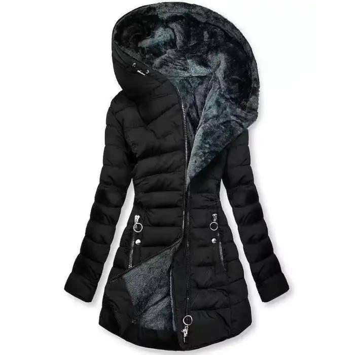 Nouvelle veste en coton mi-longue pour femme, collection automne-hiver 2026, cintrée, ajustée, à cap