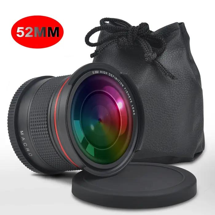 Objectif fisheye grand angle HD, 52mm 0,35x, avec partie Partenaires, pour reflex numérique Nikon D7