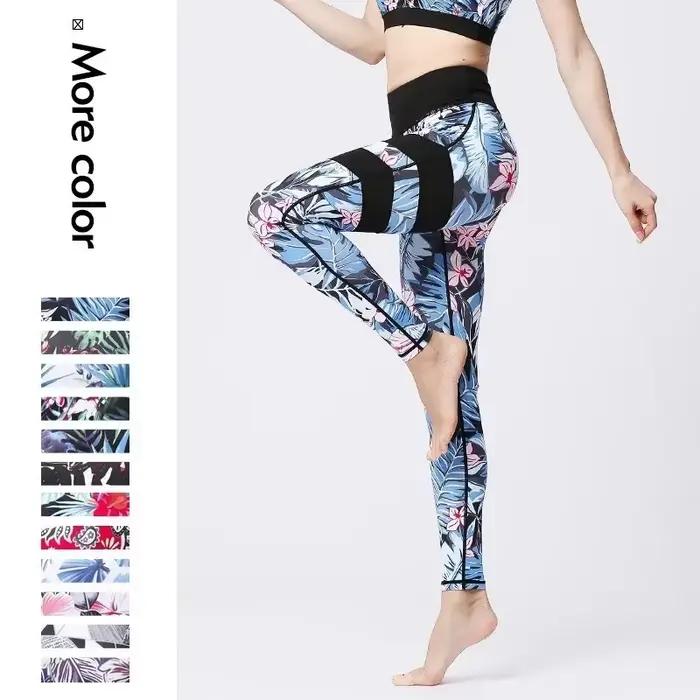 Pantalon de Yoga pour femmes, Leggings de sport, taille haute, à fleurs, collants Push Up, entraîneu