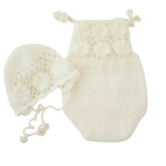 Barboteuse en mohair pour bébé, accessoires de photographie pour nouveau-nés, vêtements photo faits