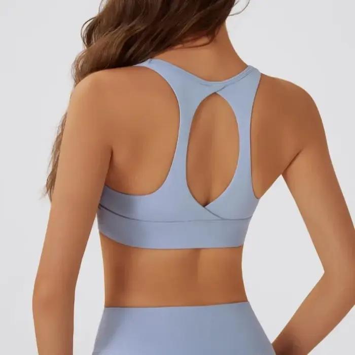 Soutien-gorge de sport Yoga pour femmes, coussin de poitrine amovible, haut à licou, Push-up, dos ou