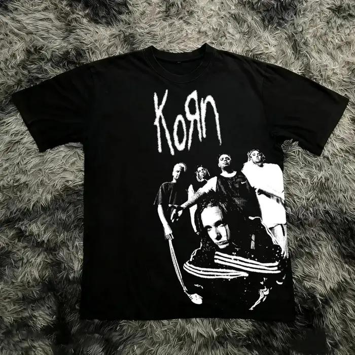 Korn Follow The Leader T-shirt en coton imprimé double face Metal Band Tee pour hommes et femmes, t-