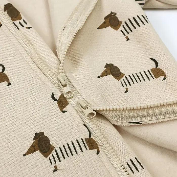 Barboteuse à manches longues avec fermeture éclair pour nouveau-né, vêtements pour bébés, imprimé de