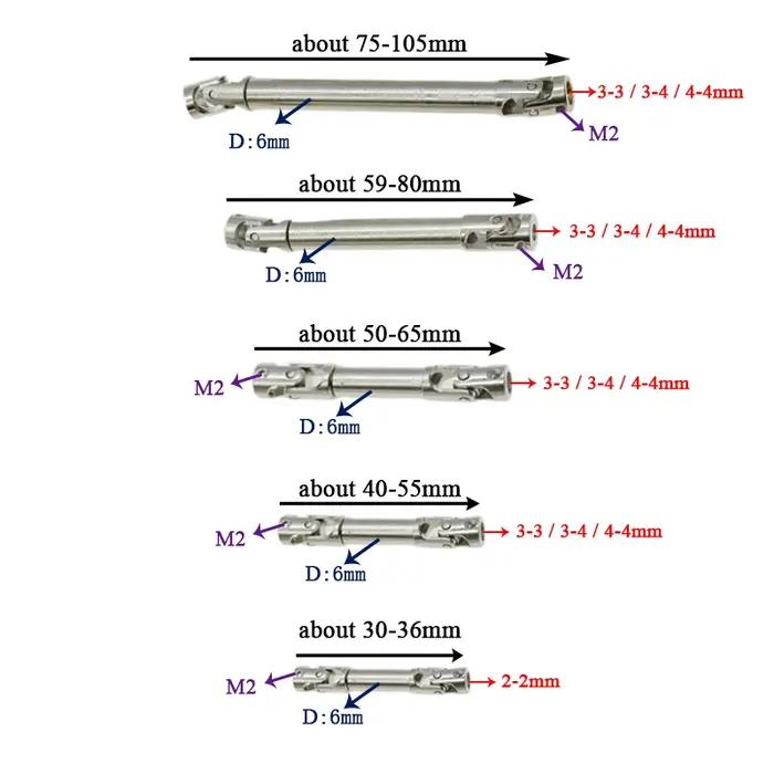 Arbre d'entraînement en métal M2 M4, 1 pièce, 2mm 3mm 4mm 5mm, arbre de transmission CVD pour voitur