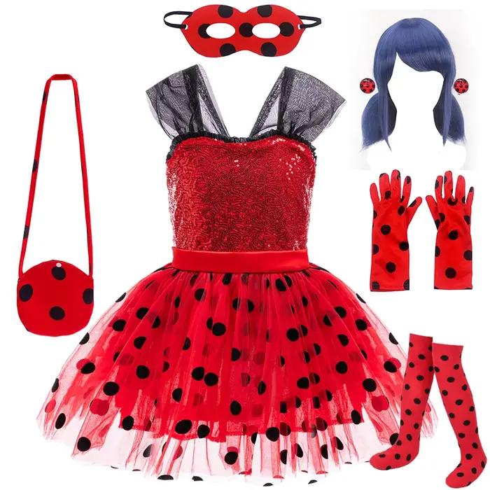Costume de Cosplay coccinelle pour enfants, tenue d'halloween Marinette, fête fantaisie de noël pour