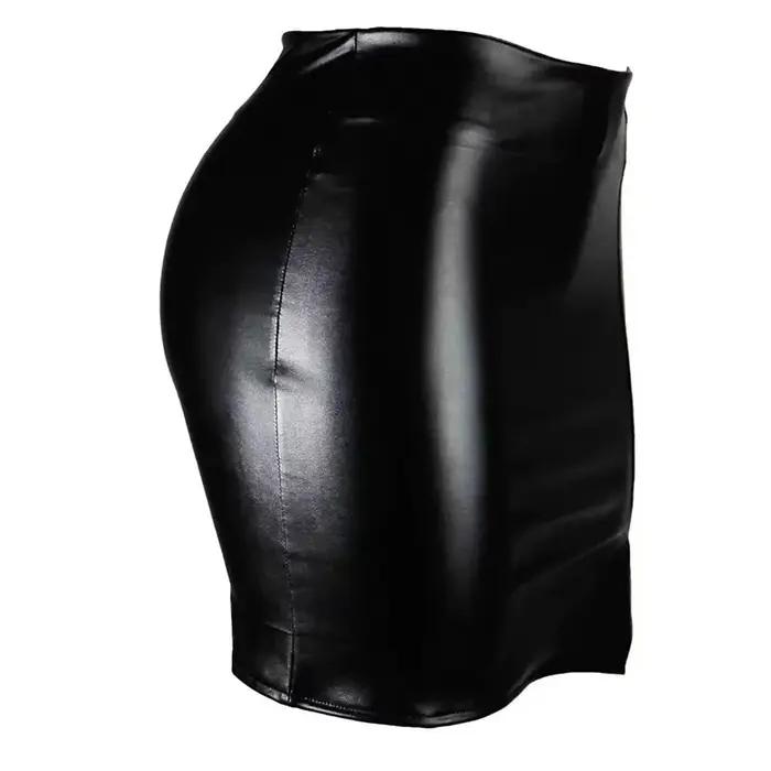 Jupe Sexy en cuir noir pour femmes