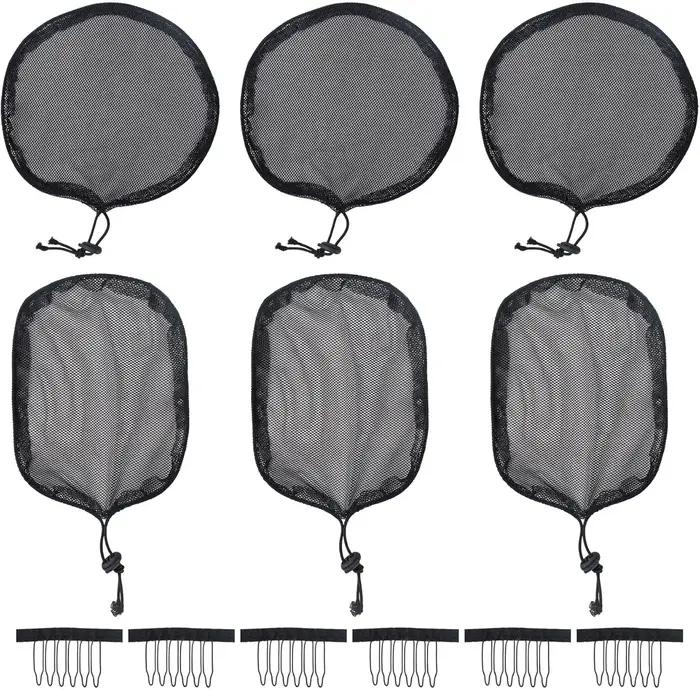 Filet de tissage noir, 5 pièces, cordon élastique, queue de cheval avec 3 Clips en maille pour la fa