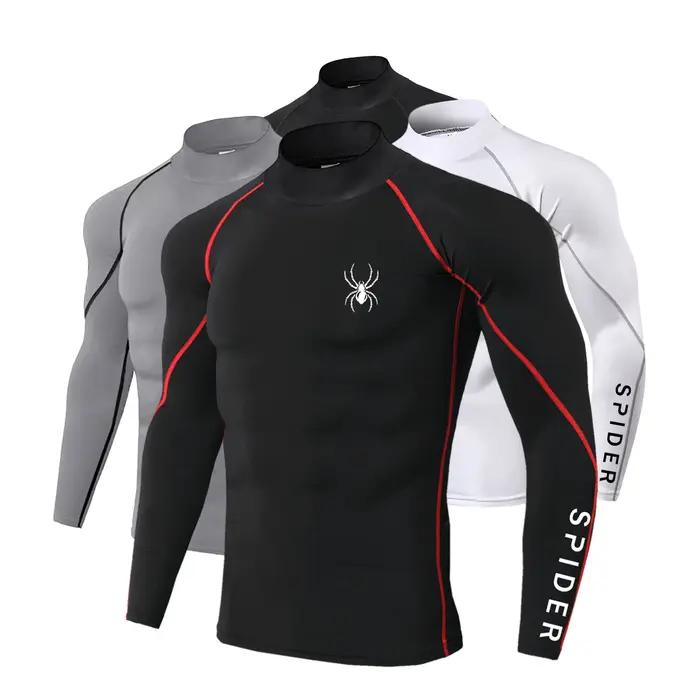 T-shirt moulant manches longues hommes - Maillot corps compression fitness sport