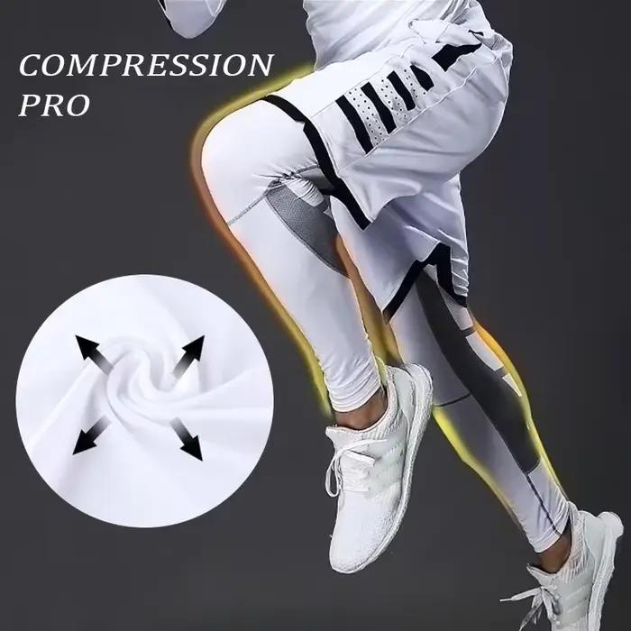 Pantalon compression lycra homme cyclisme course basket football fitness