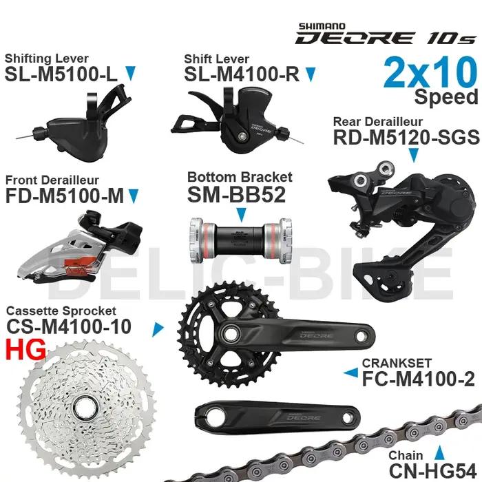 SHIMANO DEORE – ensemble de vitesses 2x10 rapports, dérailleur avant/arrière, pédalier, chaîne et su