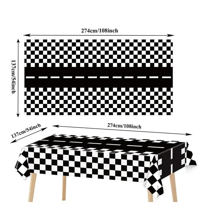 Nappe de fête de voiture de course à carreaux, drapeau à carreaux noir et blanc, nappe de route, cou