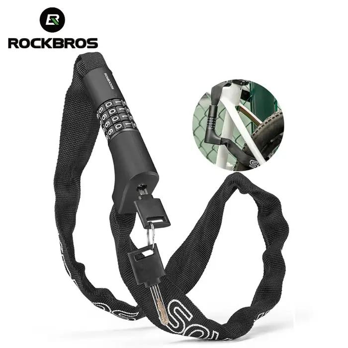 ROCKBROS – serrure de chaîne de vélo avec mot de passe, antivol, résistante à l'usure, en alliage de