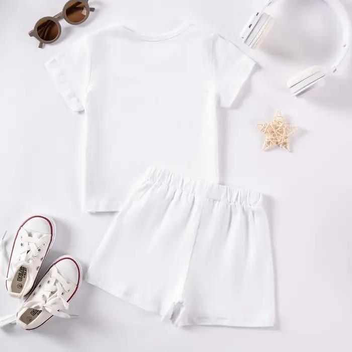 Ensemble de sport 2 pièces pour enfants survêtement imprimé court et t-shirt d'été vêtements de sport doux rapide séchage occasions spéciales enfants