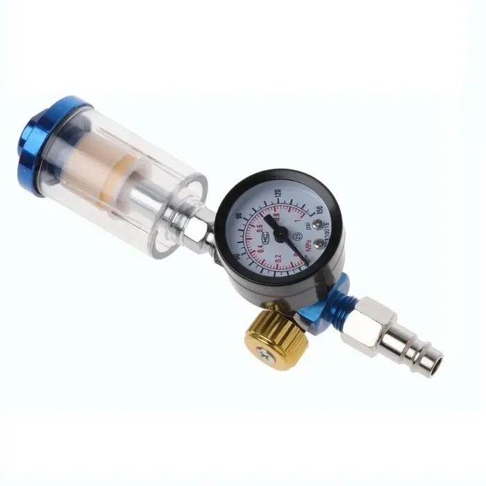 Jauge de régulateur d'air pour pistolet de pulvérisation + filtre piège à eau en ligne + adaptateur