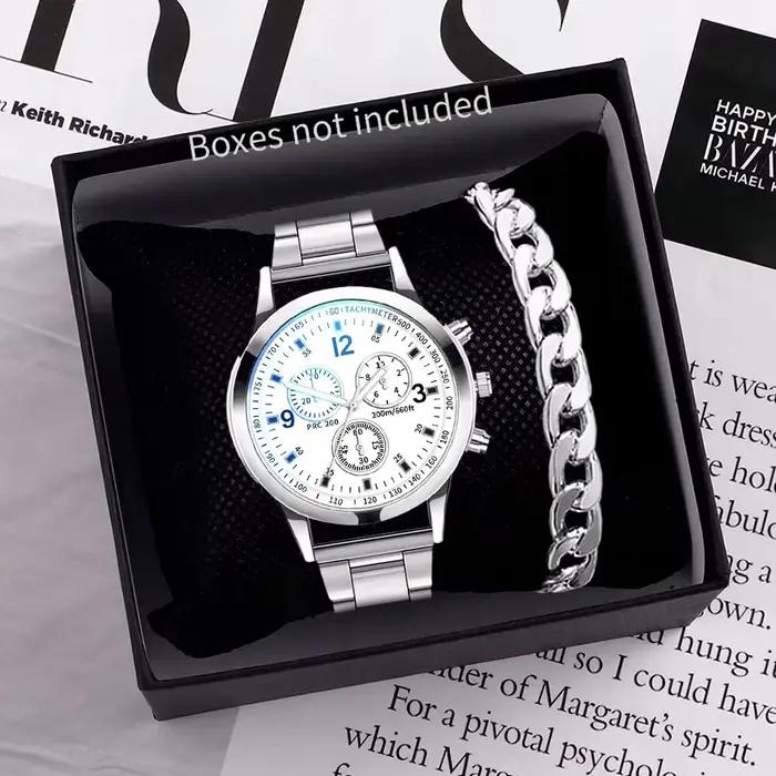 1/2 pièces montres d'affaires pour hommes montre à Quartz avec Bracelet en acier pour hommes de mode avec Bracelet (boîte non incluse)