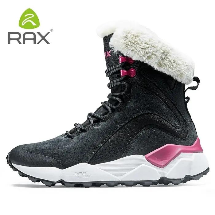 RAX – bottes d'hiver en cuir avec fourrure pour femme, chaussures de neige Super chaudes, baskets de