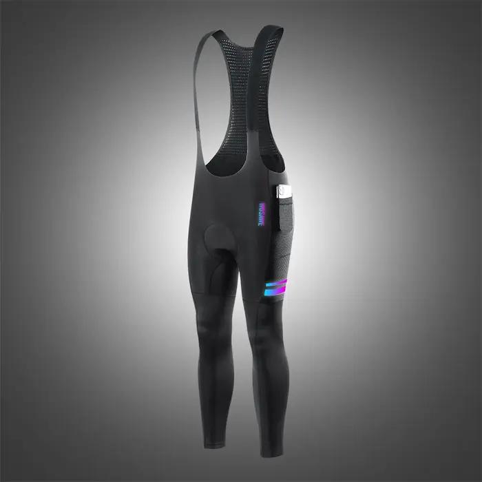WOSAWE-Pantalon de Cyclisme Thermique Rembourré pour Homme, Collants de Vélo de Route, Bavoir Long,