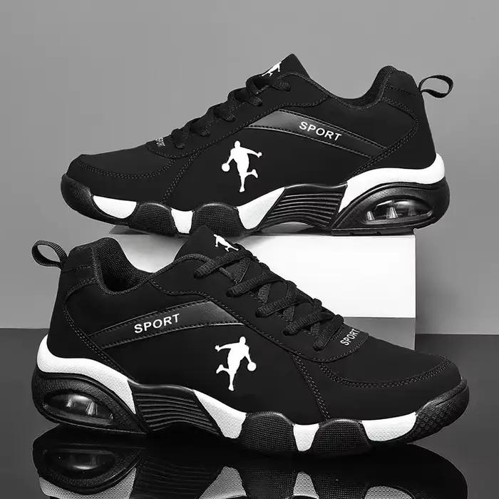 Baskets de course homme confortables en cuir et maille - Chaussures de marche et jogging outdoor