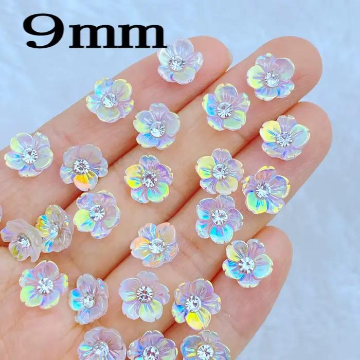 30 pièces nouveau mignon Mini brillant diamant fleur ongles strass gemmes paillettes Nail Art bijoux