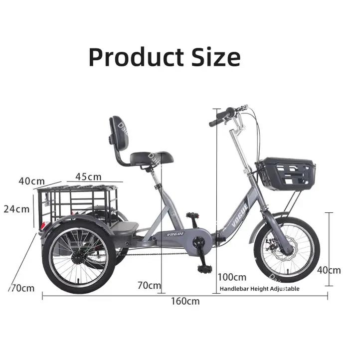 Vélo Électrique Cargo Tricycle Étanche Batterie Amovible avec Paniers pour Adultes Occasions Spéciales