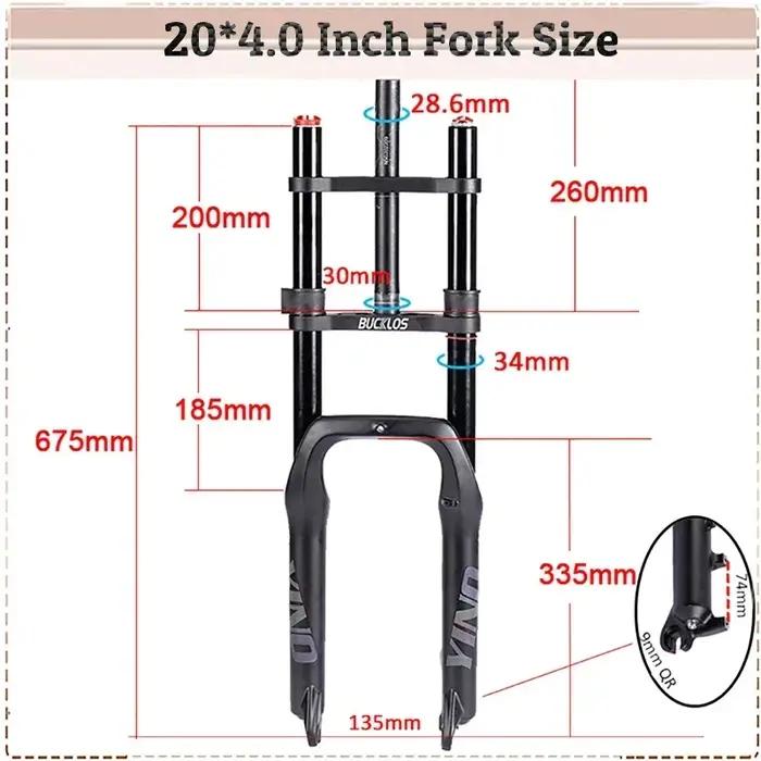 BUCKLOS fourche à Suspension pneumatique vtt 20in 26in vélo grosse fourche vélo frein à disque 20*4.
