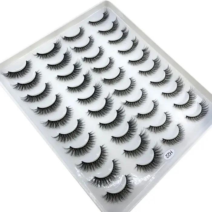 Faux-cils 3D en faux vison, 20 paires, naturels, dramatiques, moelleux, doux, contaminants, volume c