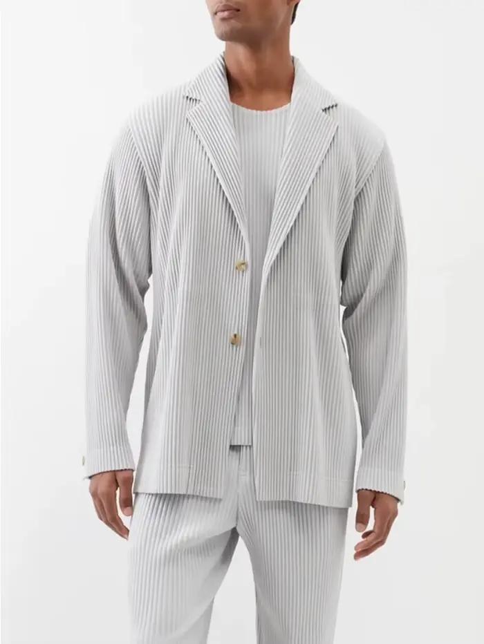 Blazers plissés doublés décontractés, manteau coupe couvertes, veste de haute qualité, mode professi