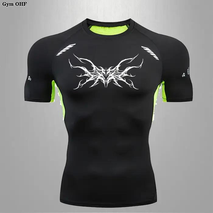 Homme Compression t-shirt salle de sport Fitness entraînement course séchage rapide chemise de sport