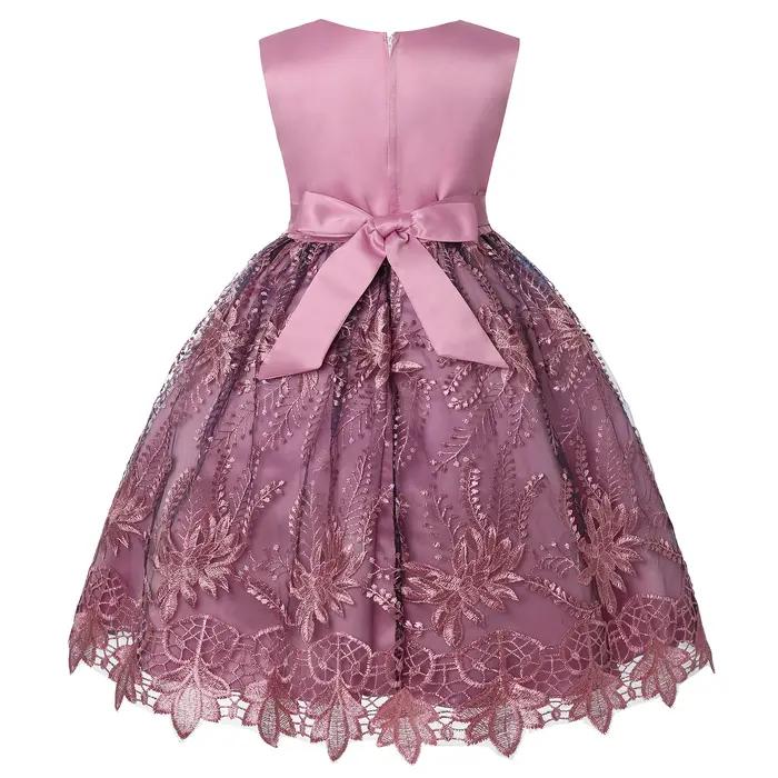 Robe Pompadour en gaze pour filles, tenue de vacances en dentelle pour enfants, tenue élégante à la