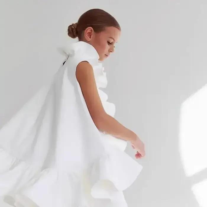 Fille été nouvelle robe sans manches volants princesse mariage luxe enfants mode vêtements bébé anni
