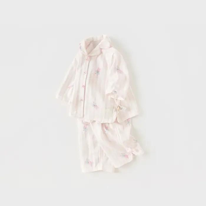 MACChildren-Pyjama rayé rose pour filles, ensemble deux pièces doux, imprimé ventilé, mode décontrac