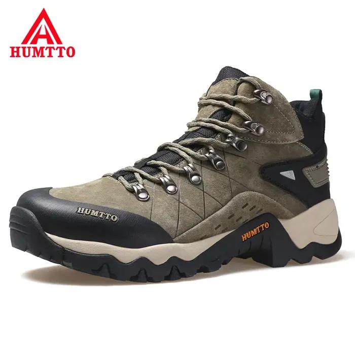 Baskets randonnée homme HUMTTO cuir imperméable - Chaussures chasse sécurité hiver