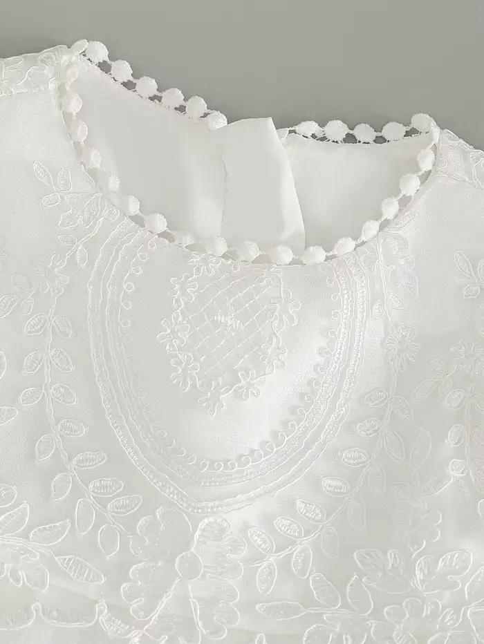 Robe de baptême blanche pour bébé fille, robe brodée haut de gamme, jupe longue en gaze, robe de cér