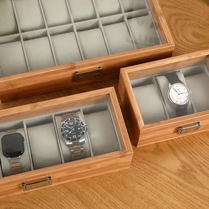 Boîte de rangement de montre en bois vintage moderne pour conservation et exposition de montres-bracelets et accessoires horlogers occasions spéciales