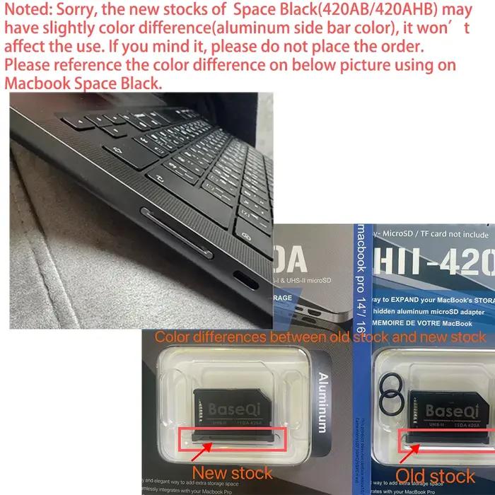 Adaptateur de carte MicroSD BaseQi pour MacBook Pro 14 pouces 16 pouces M1/M2/M3/M4/M5 Année 2025/24