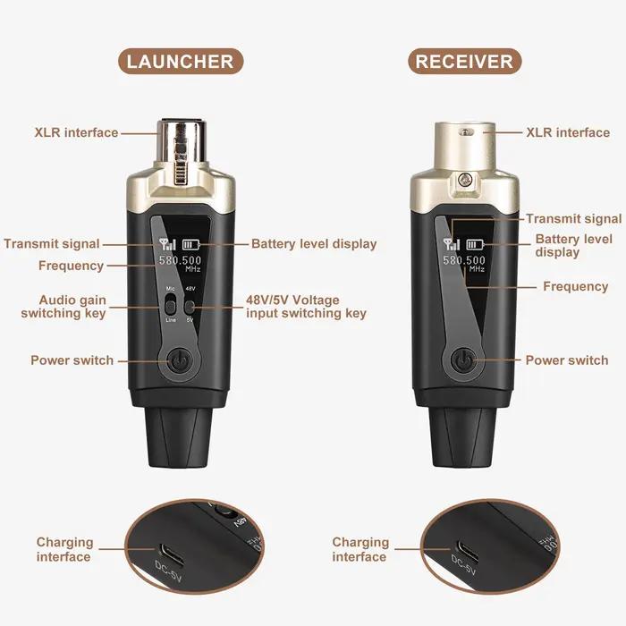Système de Microphone sans fil, transmetteur et récepteur XLR sans fil UHF pour Microphone dynamique