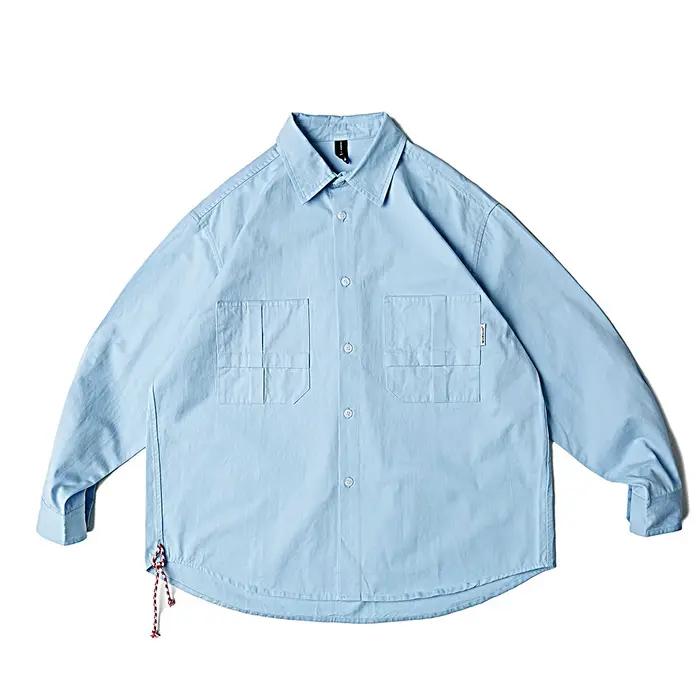 Cityboy-Chemises cargo en coton à manches longues pour hommes, Streetwear japonais pour adolescents,