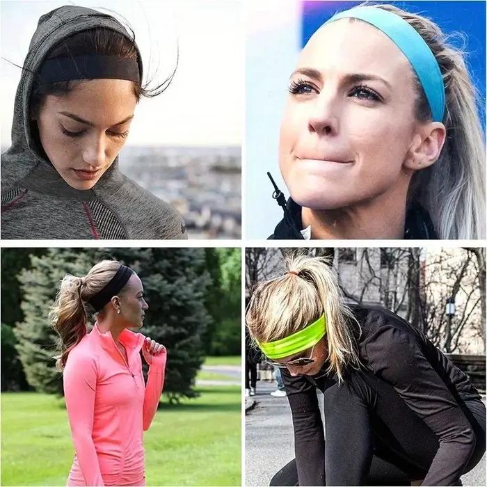10 pièces bandeau élastique bandeaux de mode pour les femmes, couleur unie course Fitness Yoga bande