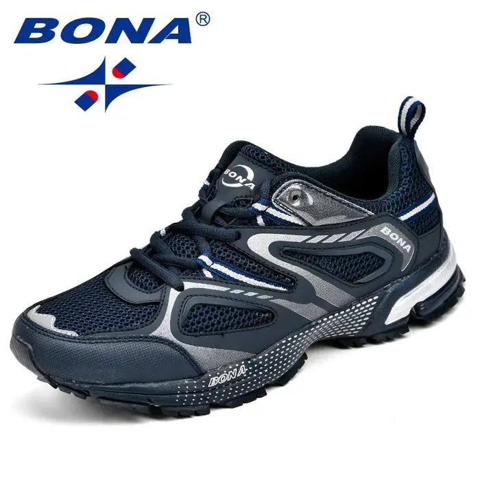 BONA nouveauté Style classique hommes chaussures de course vache fendu maille hommes chaussures de S