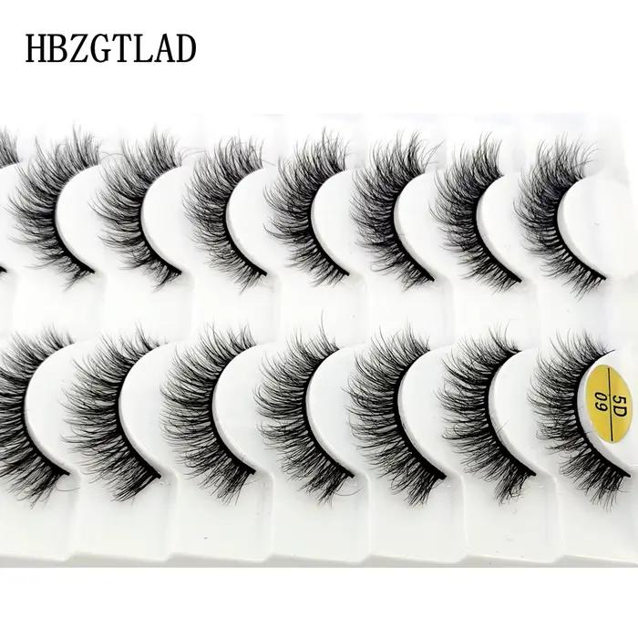 Faux Cils 3D Naturels en Vison, Longs, Doux et Moelleux, Kit de Maquillage, 10 Paires
